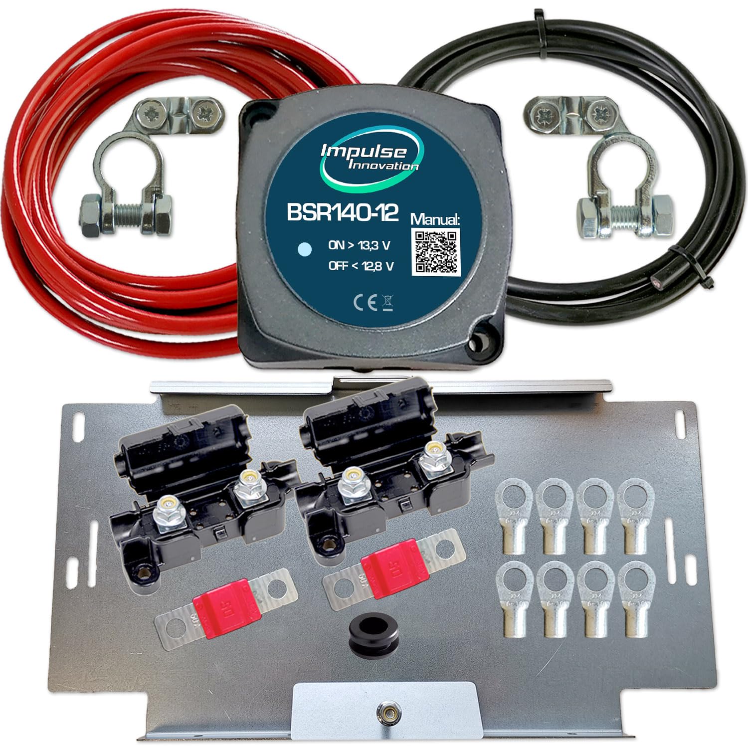 BSR Trennrelais Komplettset 6m OFC 10mm² inkl. Batteriehalter VW
