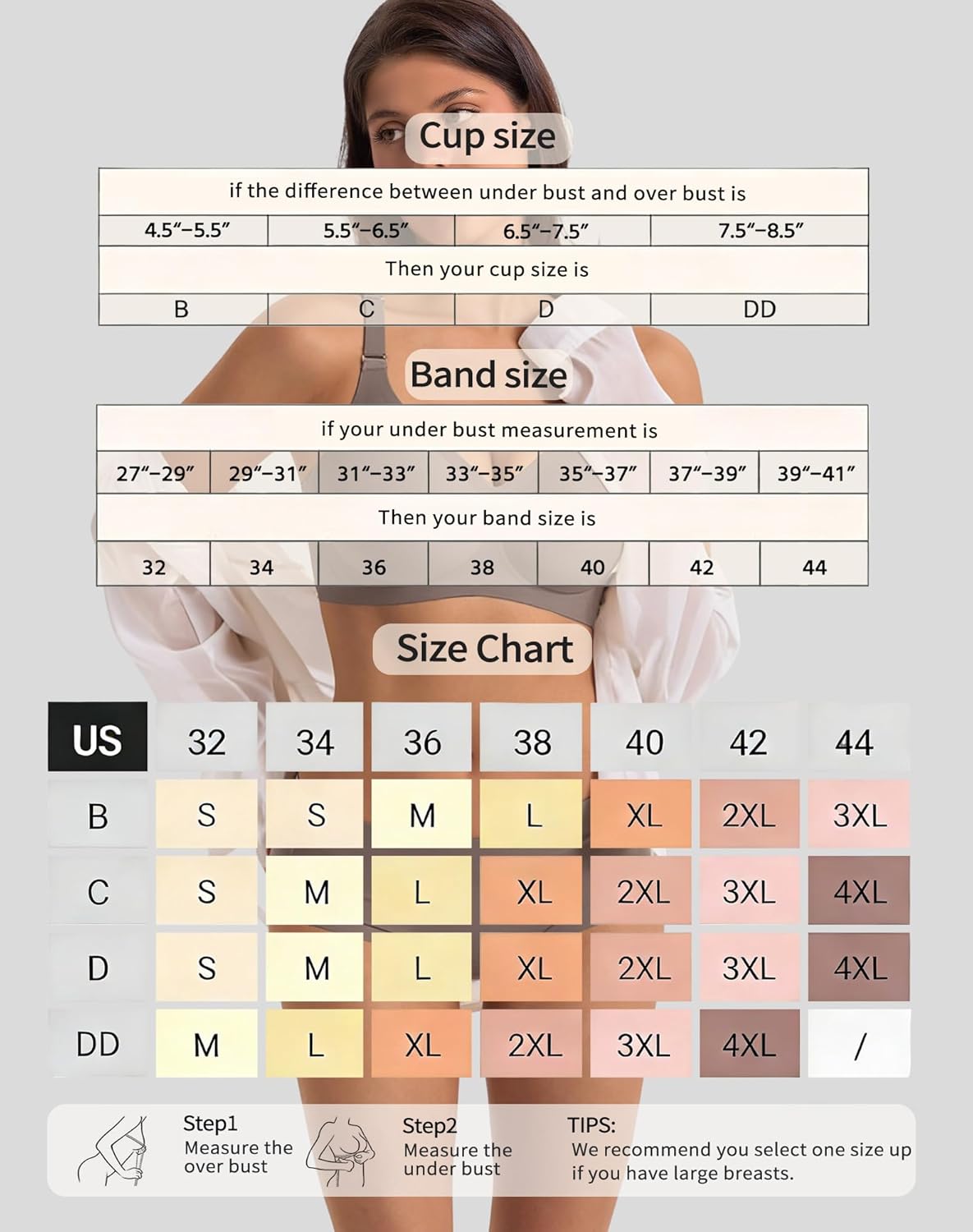 Jelly Bras for Women 2 Pack - Wireless Push Up Seamless Bra V Neck No Underwire Padded Comfortable Tshirt Bralettes - Image 6