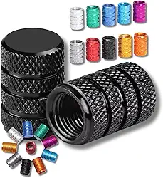 Kit 4 Tampa Bico Válvula Alumínio Pneu Capa Automotiva Carro Moto Caminhão Bicicleta Universal Cor Preta