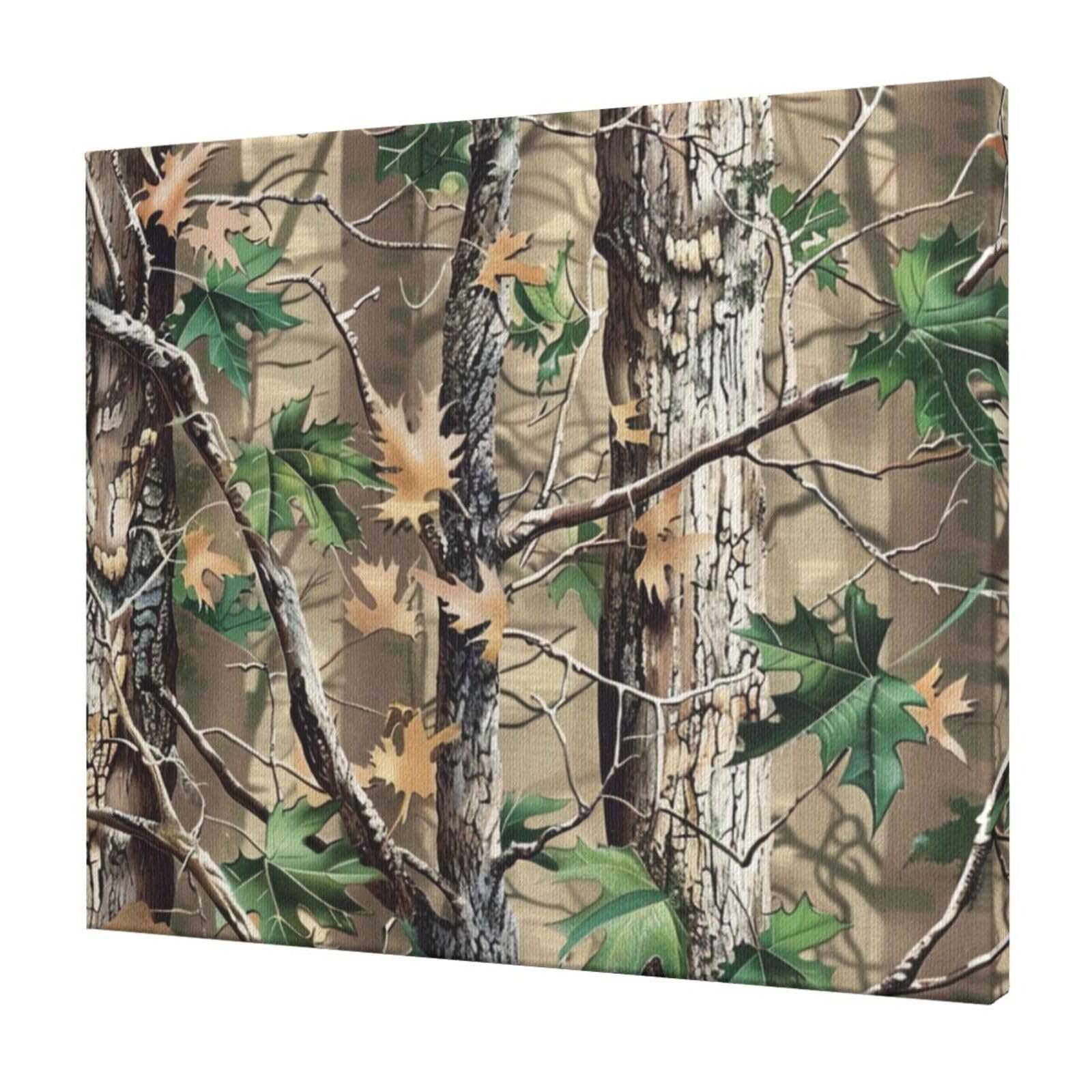 YKLJG Hardwoods Green Camouflage Printed Wall Art Canvas Prints 60x50 CM Wooden Framed Picture Painting Artwork for Bedroom Kitchen Home Office Decor