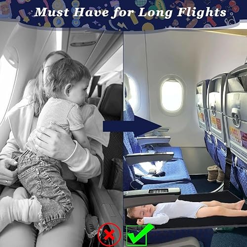 Miniatura 4 de Reposapiés de avión para niños, cama de viaje para niños pequeños para avión, extensor de asiento para descansar las piernas y acostarse, artículos