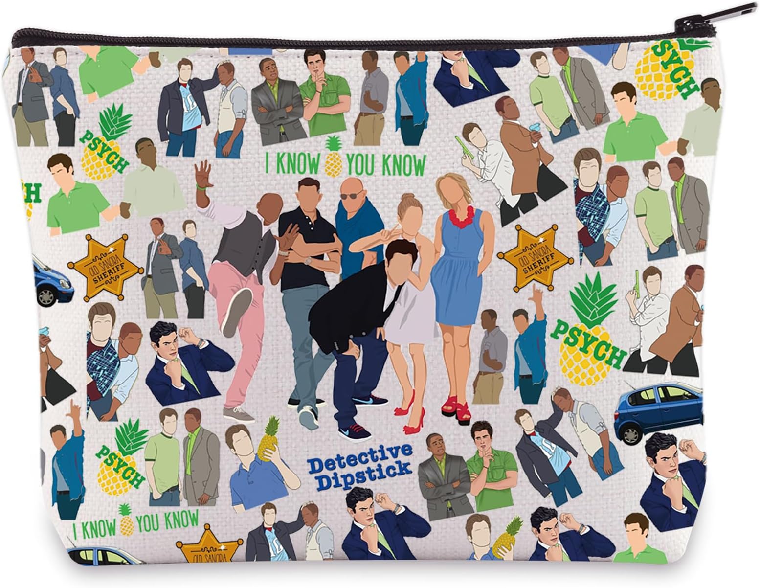 WZMPAShawn Spencer Cosmetic Makeup Bag Juliet & Carlton & Henry & Karen Fans Gifts Detective Psych Zipper Pouch Bag Gus and Shawn Merch,Psych Bag