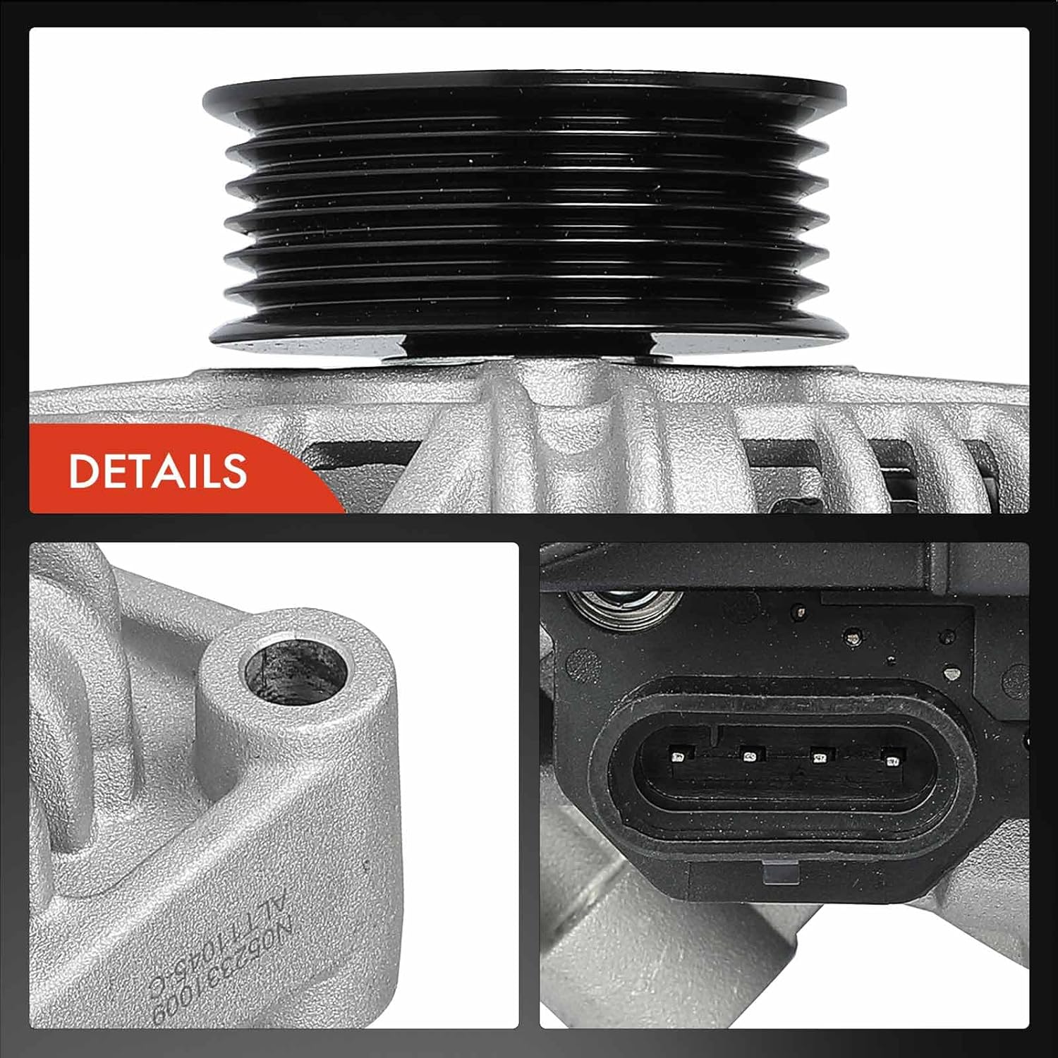 A-Premium Alternator Compatible with Chevrolet Impala 2004-2005, Monte Carlo 2003-2005 & Buick Regal 2004, 3.8L, 12V 105A 6-Groove Pulley Clockwise, Replace# 10339422, 0124415035