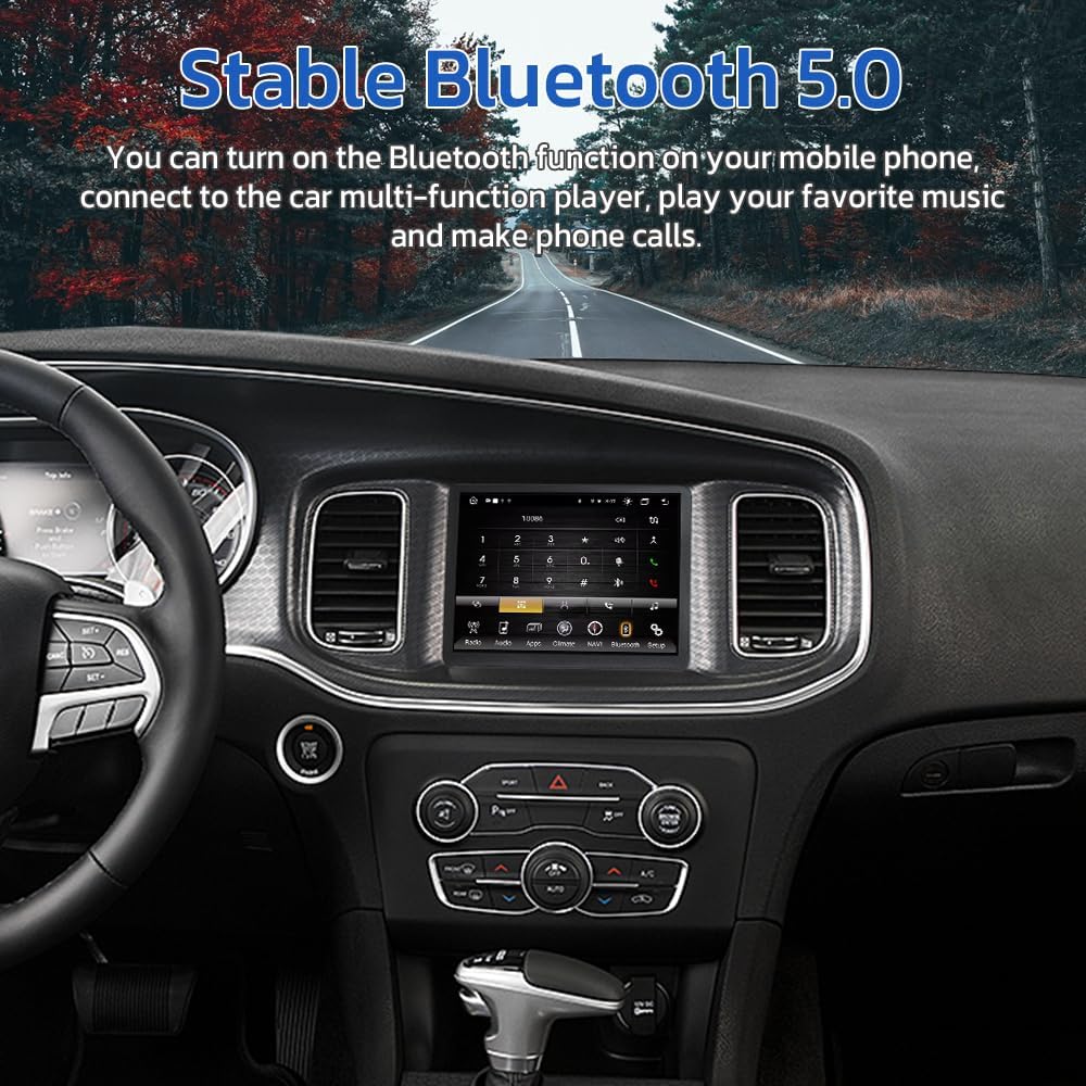 8.4 Inch Android Car Radio Upgrade for Dodge Charger Dodge Challenger 2015-2019 Stereo Replacement Multimedia Player GPS Navigation Wireless Carplay WiFi Bluetooth AM FM Touch Screen Head Unit