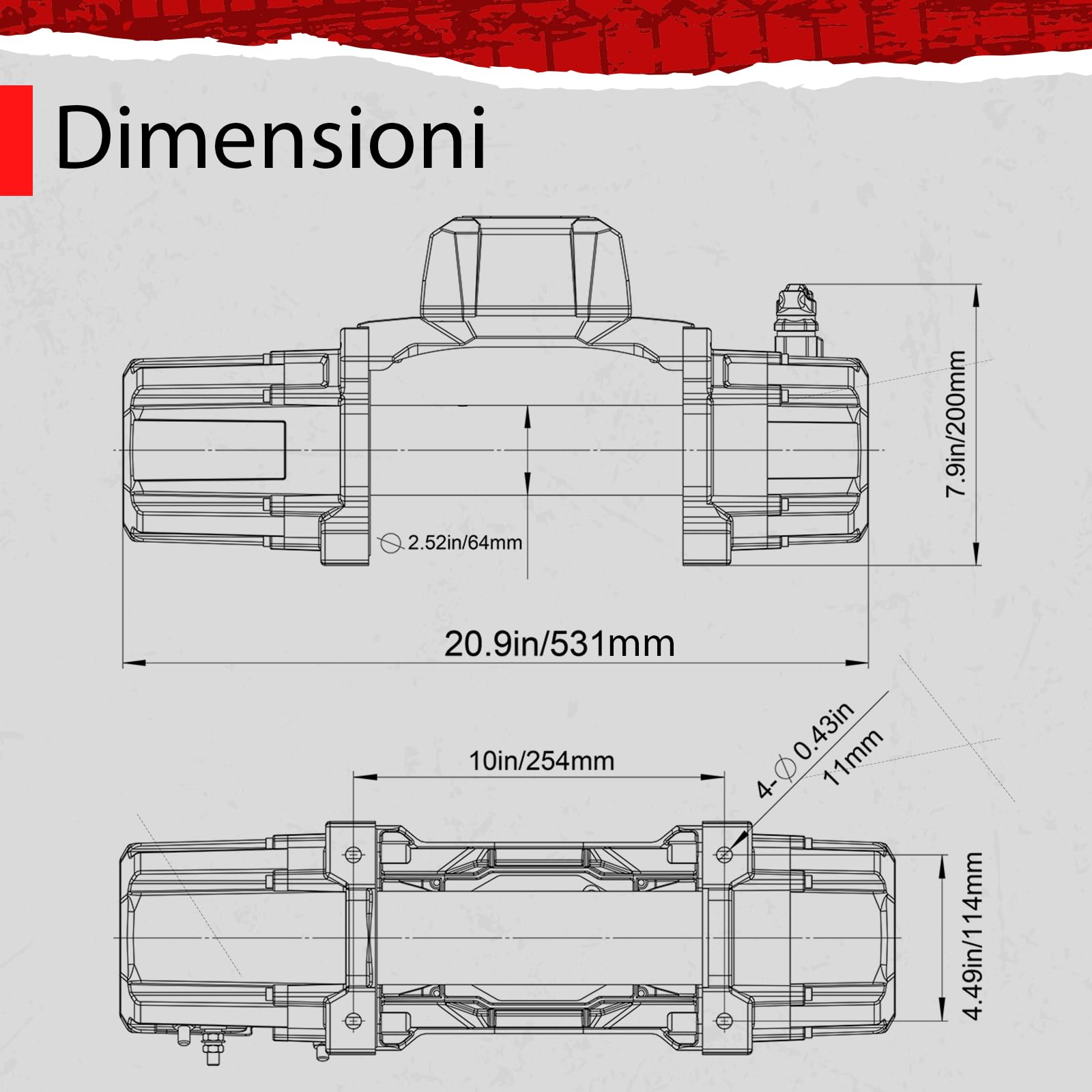 RUGCEL Argano Elettrico 12000lb/5443 kg Verricello per Camion 12 V CC con Cavo in Acciaio Φ1,0 cm x 26, m di Corda Sintetica, Passacavo,Telecomando Senza filI e Cablato, Traino Fuoristrada SUV