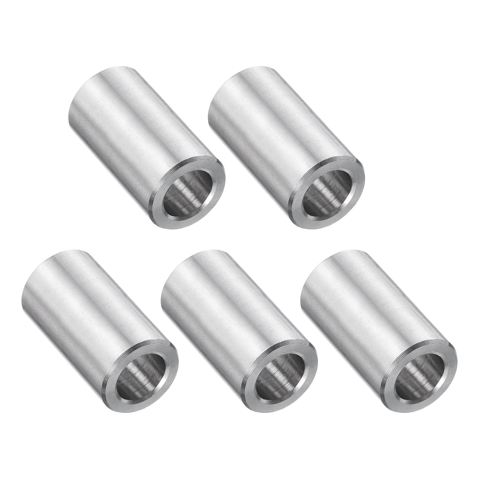 uxcell 5 Pcs Stainless Steel Spacer 5/16" Bore x 1/2" OD x 3/4" Length Screw Bushing Plain Finish Round Metal Spacer for 5/16" Screws Bolts and Rods