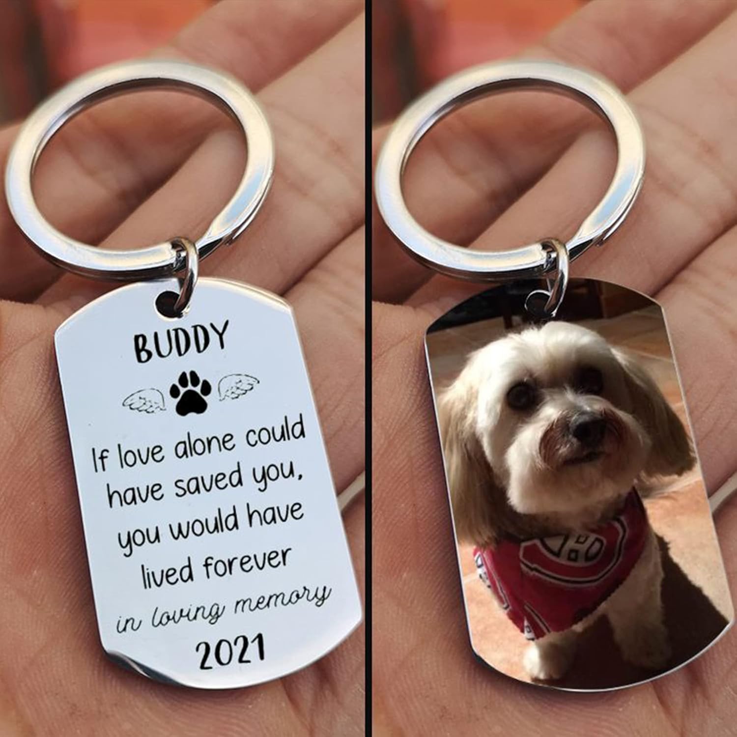 Customize Stainless Steel Keychain Personalized Photo Text Single & Double-sided Customization Pendant Dog Tag Photo Keychain - Image 5
