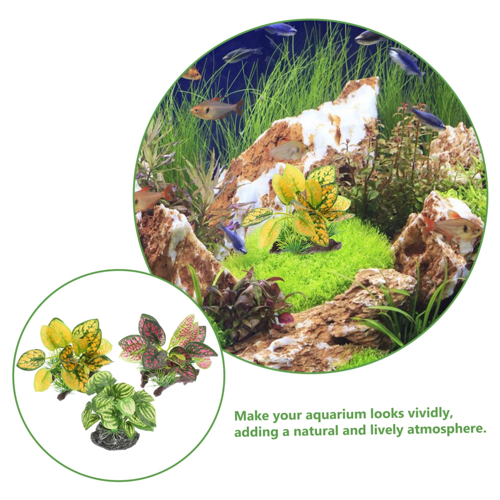ULTECHNOVO 3 Set Ornamenti Di Piante Acquatiche Simulate Mini Piante Finte Arredamento Dell'acquario Contenitori Decorazioni Di Piante Finte Ornamento Dell'acquario 3 Pezzi * 3