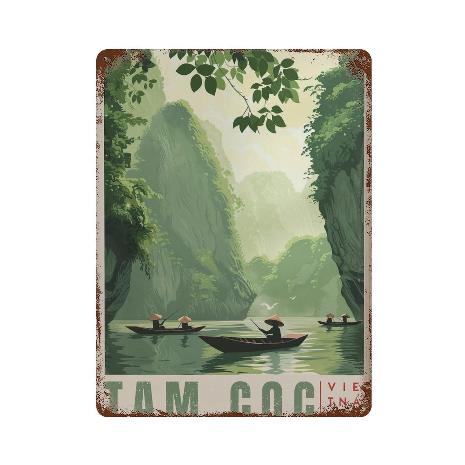 xiaoxiaoshen Tam Coc Vietnam Travel Ninh Binh Wall Decor Art Metal Tin Poster Modern Home Decor Art Home Bar Shop Decorations Vintage Sign 40x30cm
