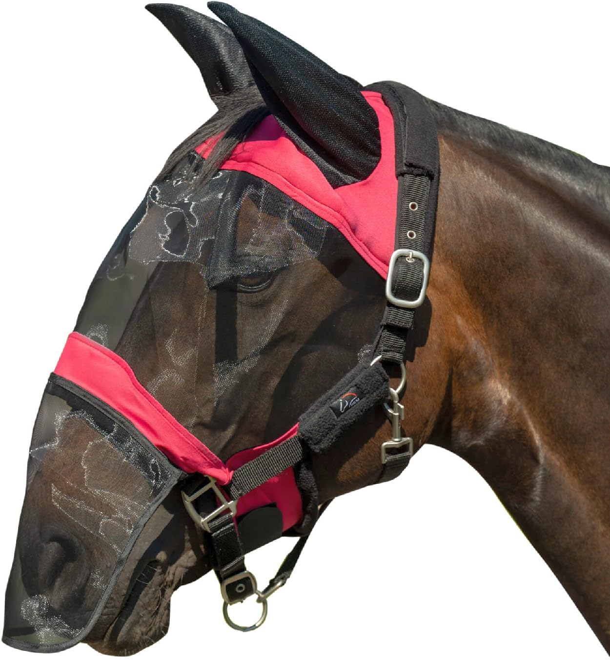 HKM Premium Anti fly mask with nose protection Magenta Minature shetland