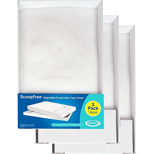 PetSafe ScoopFree Crystal Cat Litter Tray Refills (3-Pack), Compatible with ScoopFree Crystal Litter Boxes, Rapid Odor Elimination, Leak Protection, Fragrance-Free