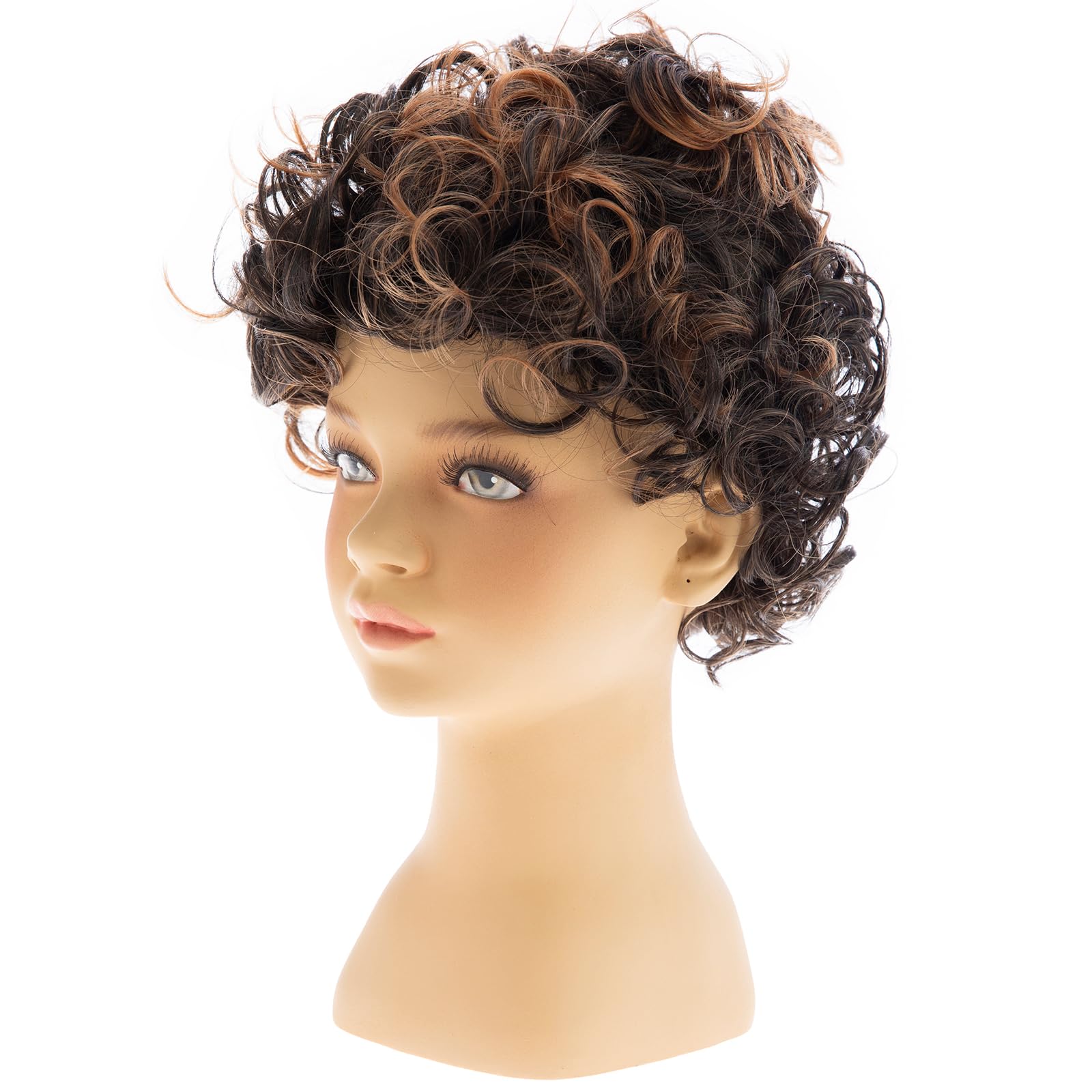 Dsimeig Brown Kids Wig Short Curly Child Synthetic Boys Wig Cosplay Halloween Costume Party Use