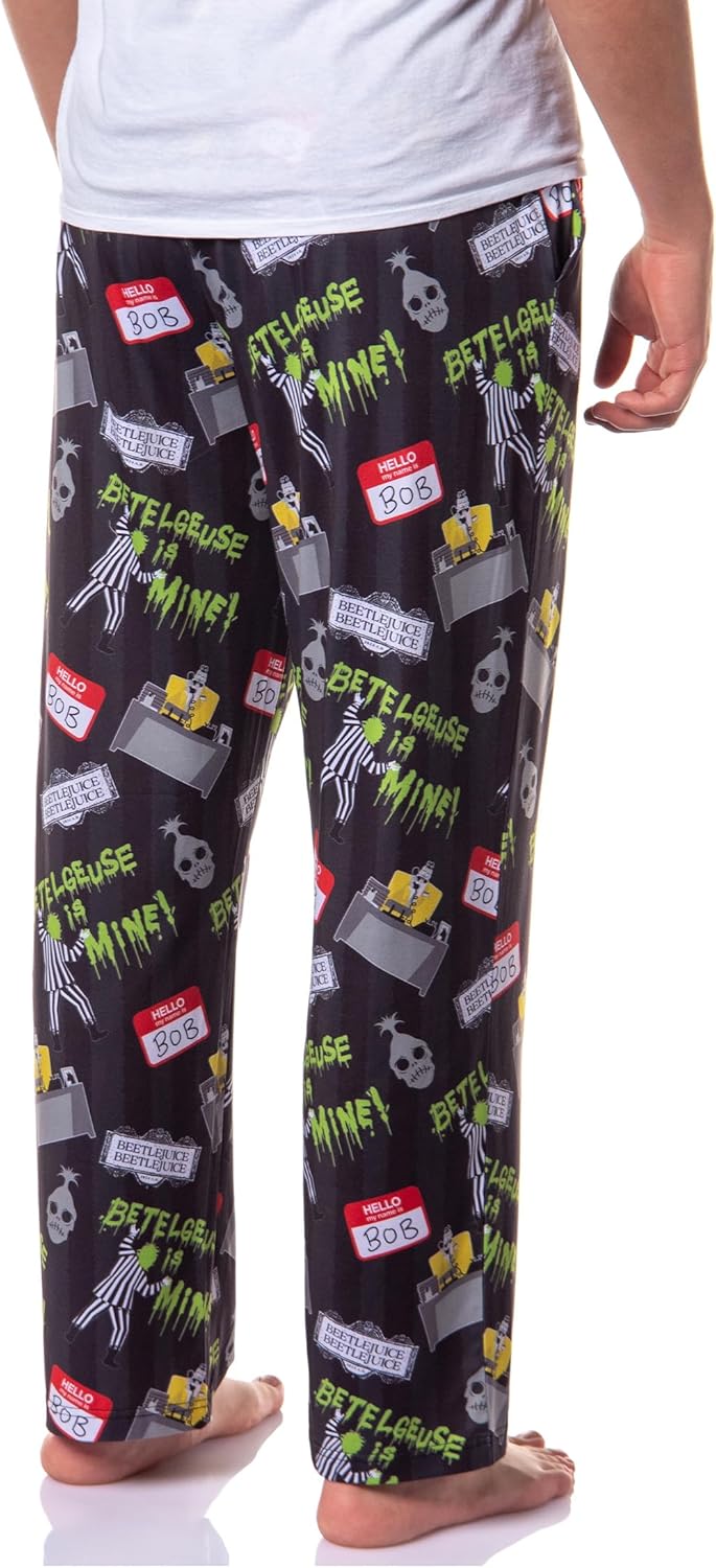 INTIMO Beetlejuice Betelgeuse Men's Tossed Print Sleep Pajama Lounge Pants For Adults - Image 4