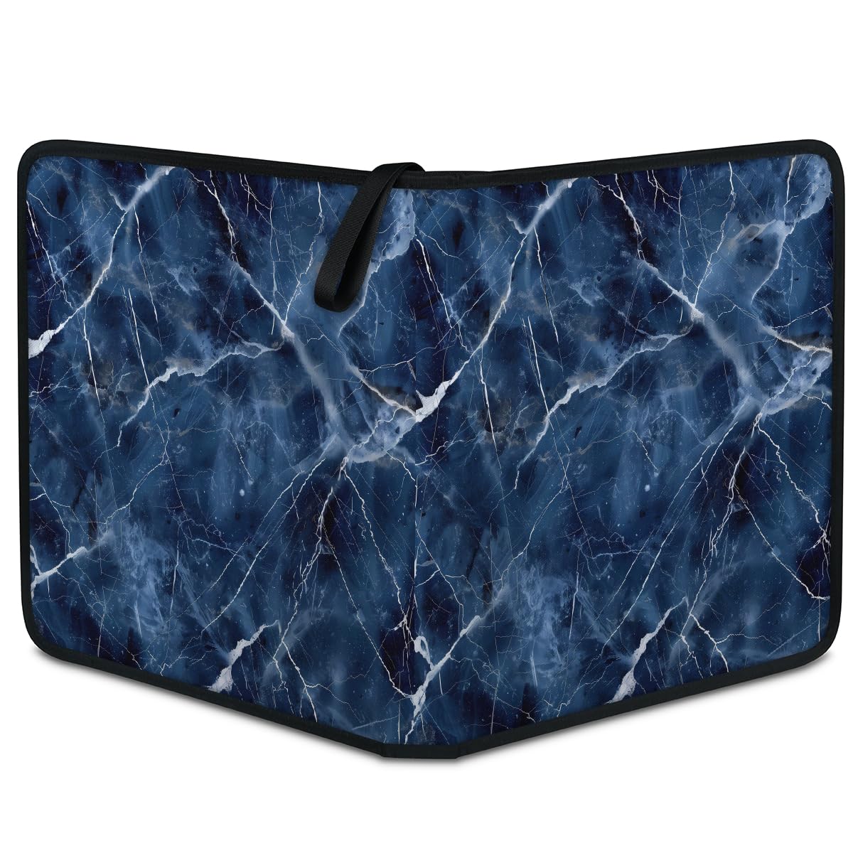 Carpeta de tarjetas coleccionables con 9 bolsillos con textura de mármol azul, álbum de tarjetas con fundas extraíbles, libro de tarjetas impermeable con cremallera, capacidad para 50 páginas y 900