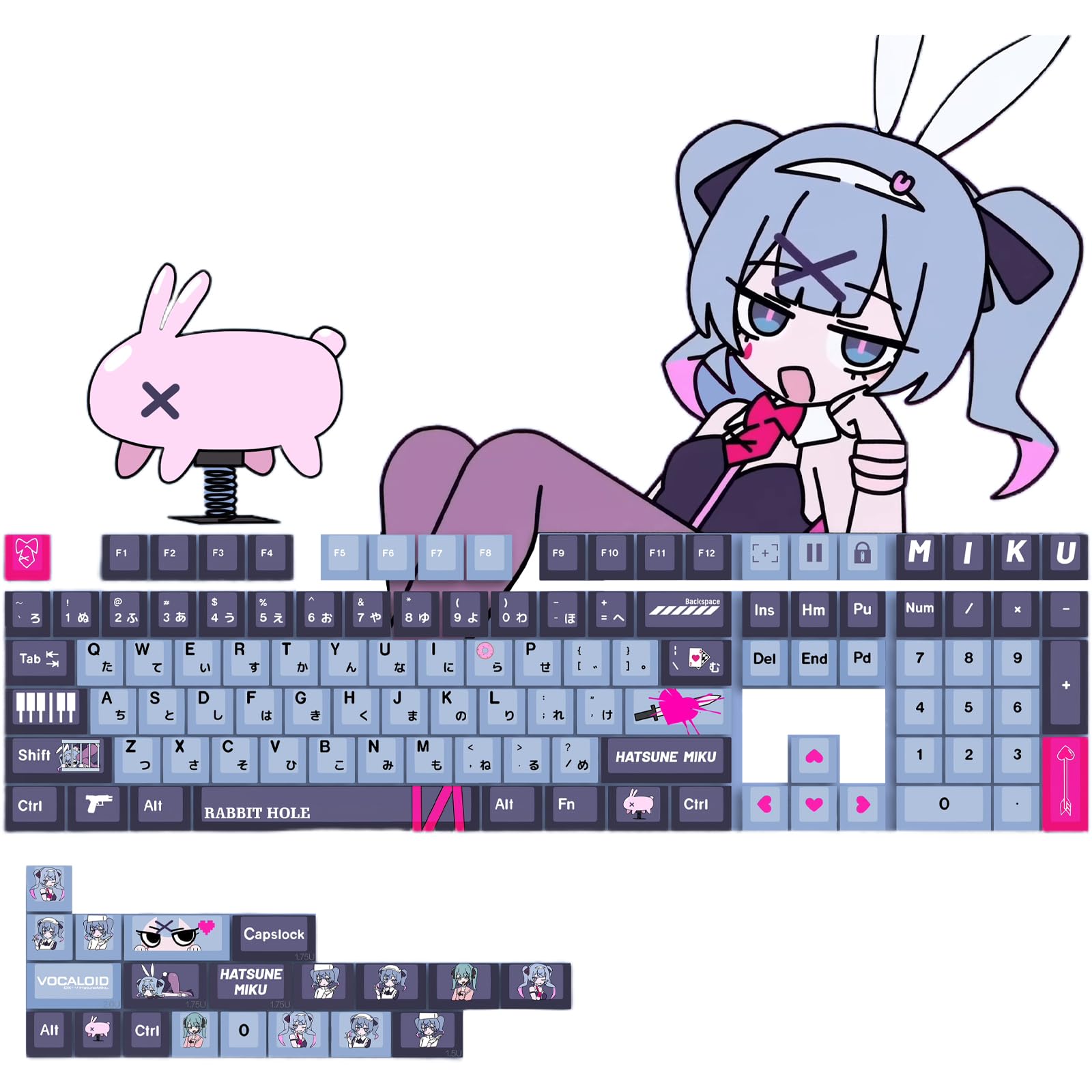 Amazon.co.jp: HIWOWO キーキャップ PBT染め 五面熱昇華 初音ミク