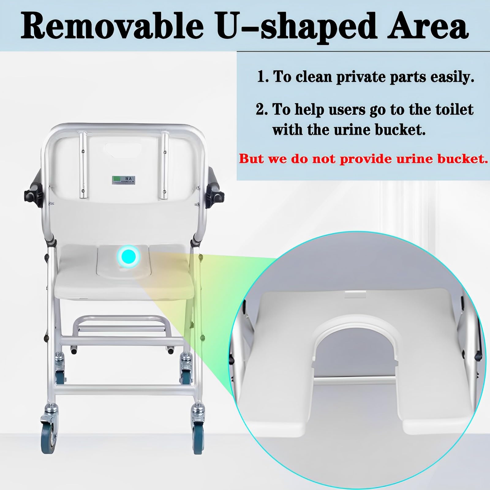 Silla de Ducha con Ruedas para Personas Mayores Plegable