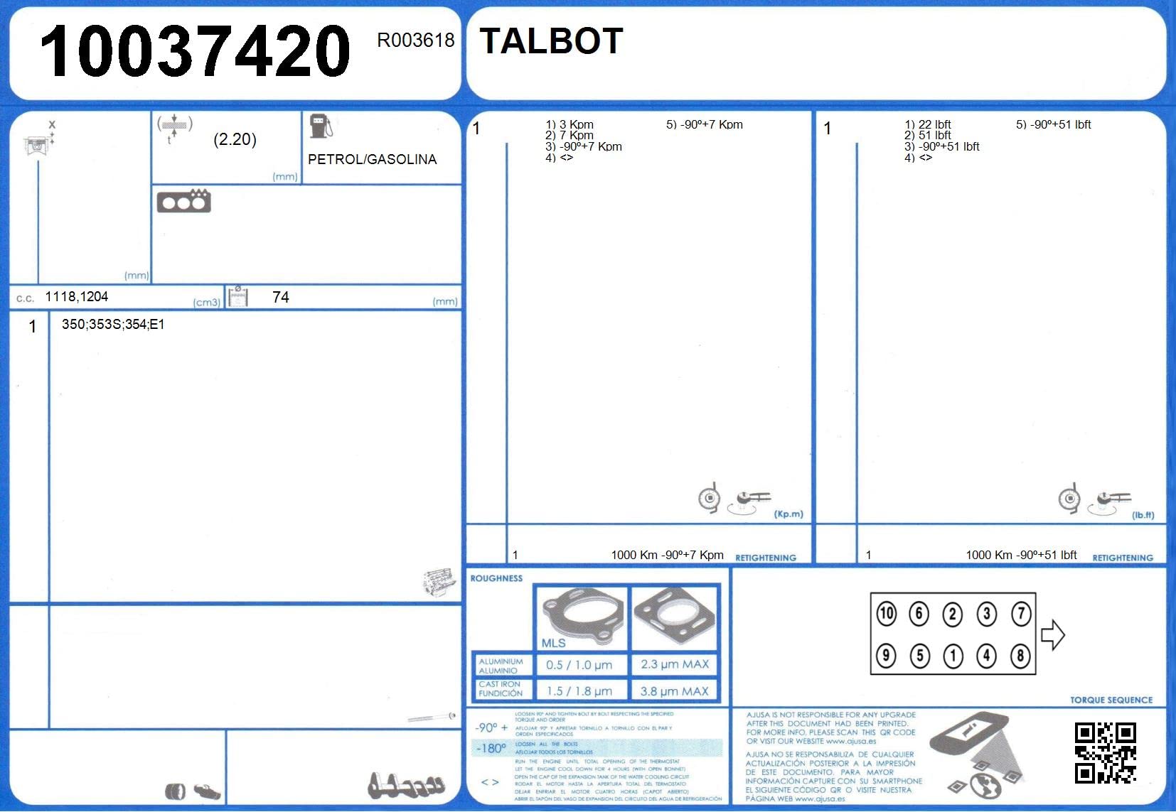 Ajusa 50025300 Juego completo de juntas, motor