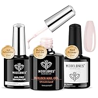 Vista 21 de modelones Solución de engrosamiento de uñas, deshidratador e imprimación y gel constructor de uñas, 3 piezas de deshidratación y unión