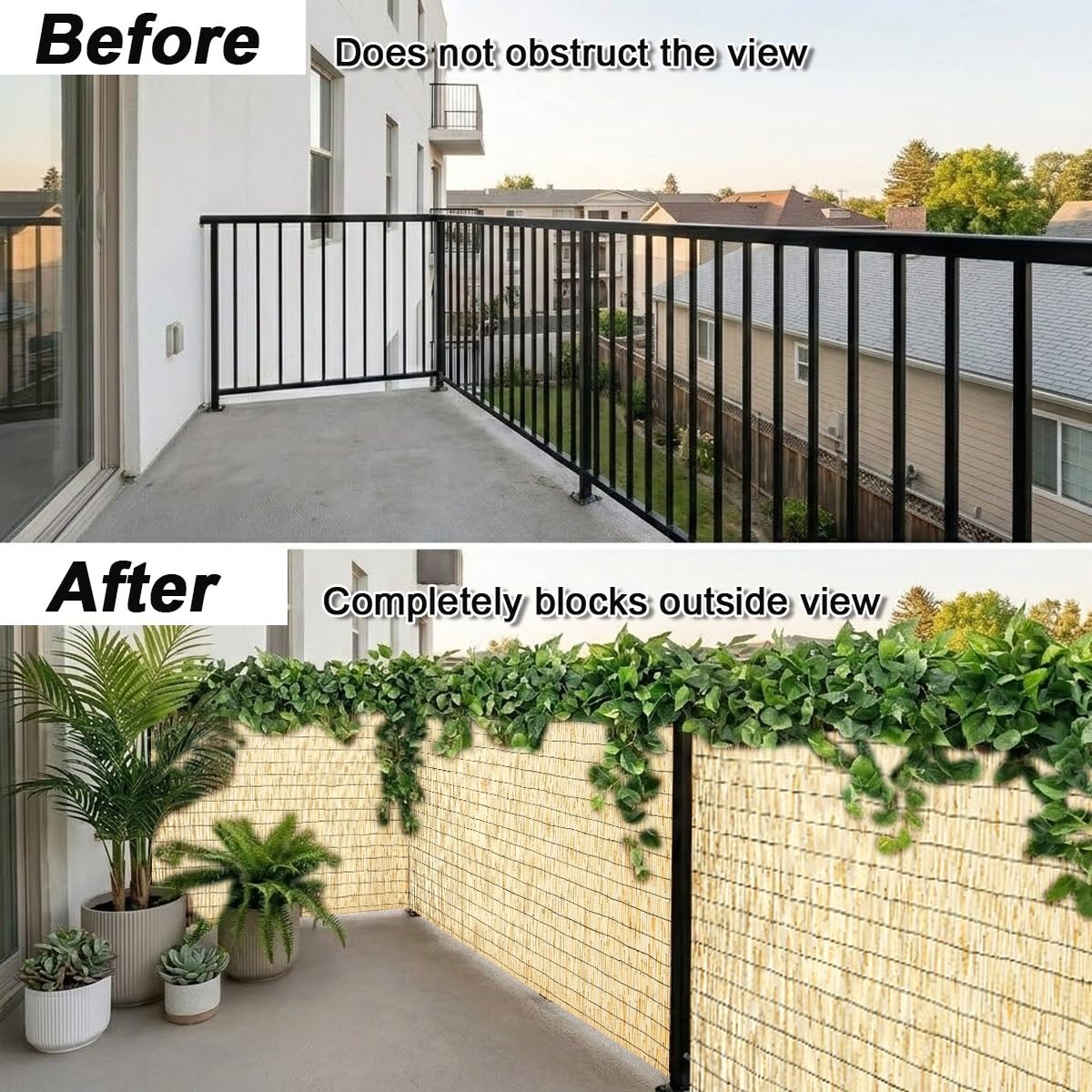 Rotolo di Arella Canna Naturale, Recinzione Frangivista Giardino bambù, Decorazioni Recinzione Frangivista, Copertura Privacy for Terrazzo Esterno(H150cmxL400cm)