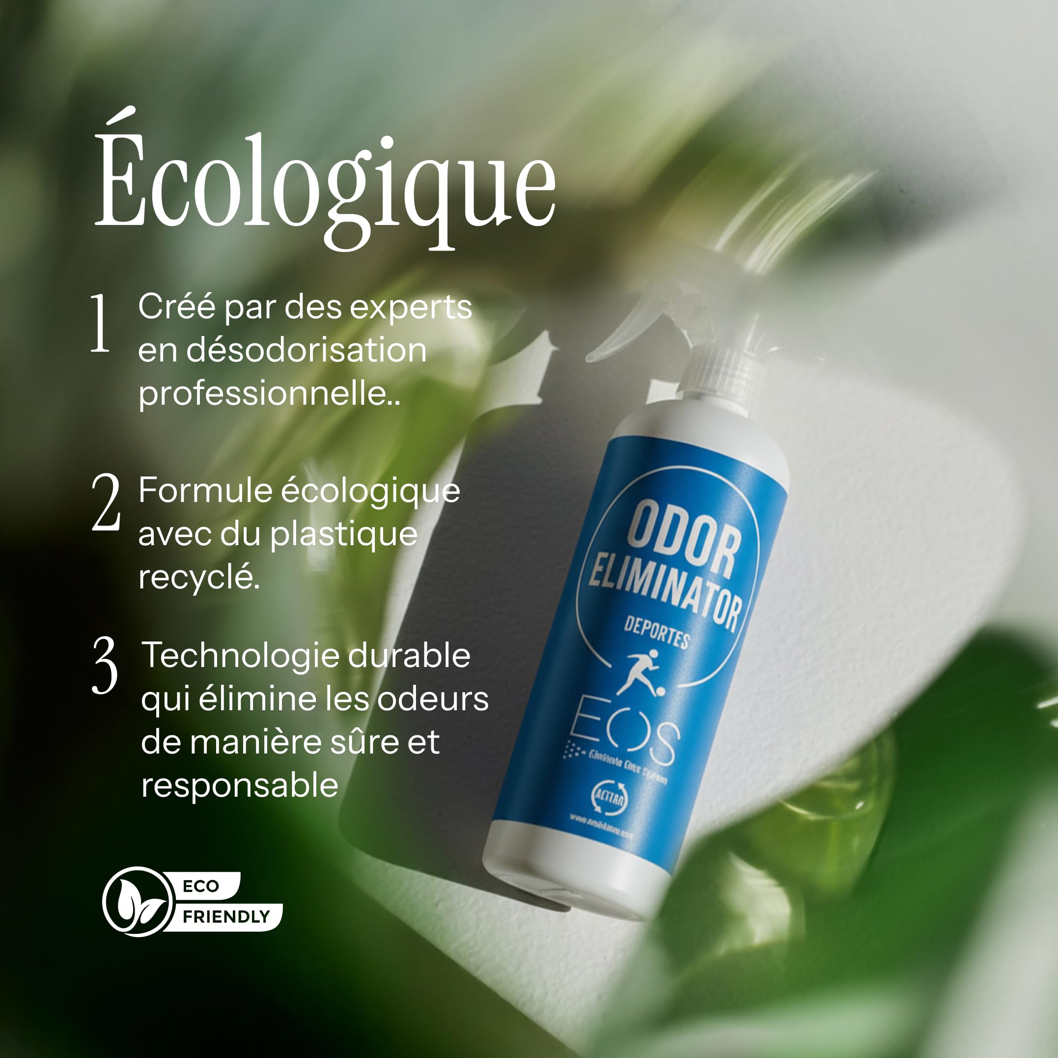EOS Spray Destructeur d'Odeur | Efficace Neutraliseur d'Odeur Transpiration pour Vêtements de Sport, Accessoires et Désodorisant Chaussure – Absorbeur d'Odeur Puissant | Parfum de Linge