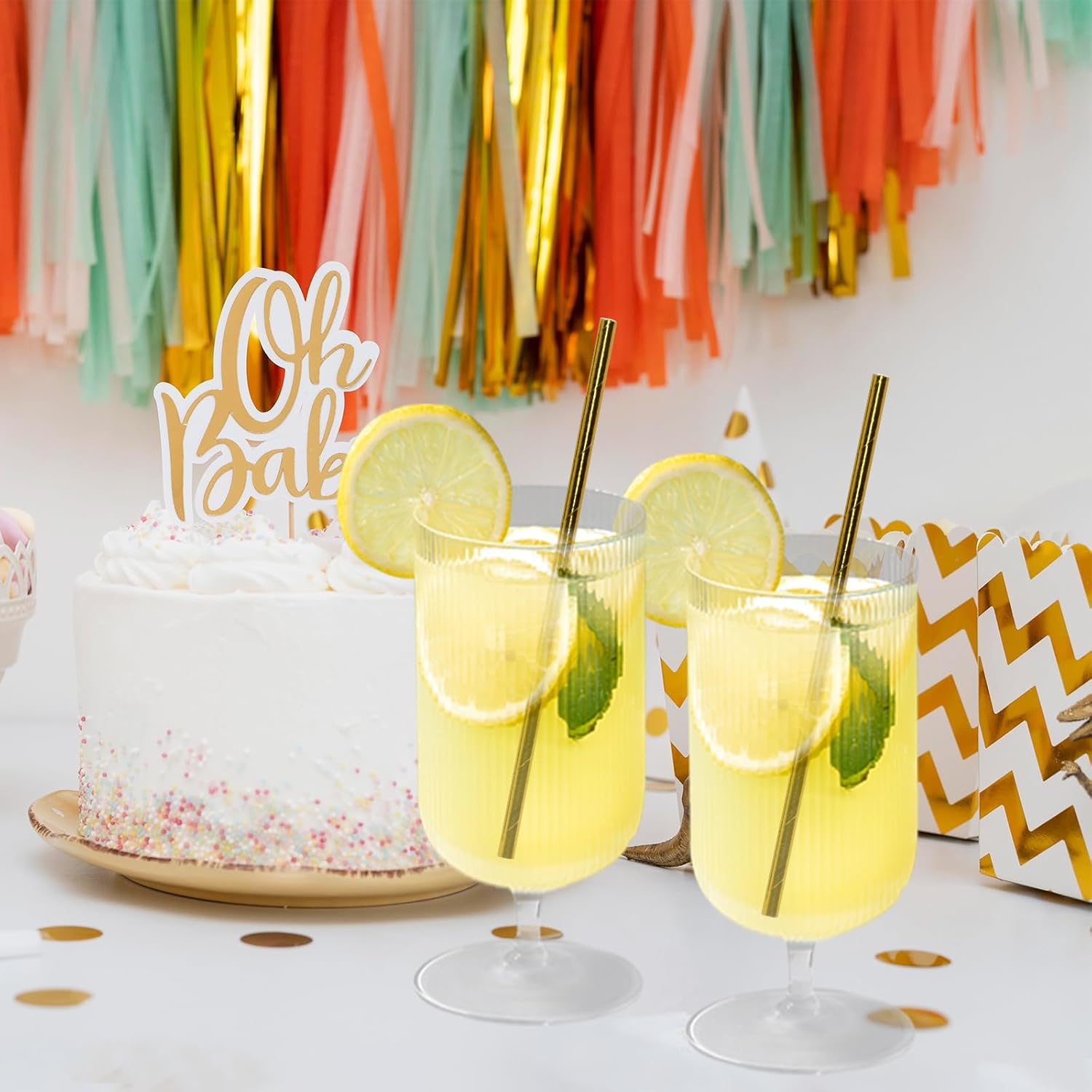 7.75 inch Compostable Gold Paper Straws 100 Counts - for Drinking, Cocktails, Party, Wedding, Decoration - Image 4