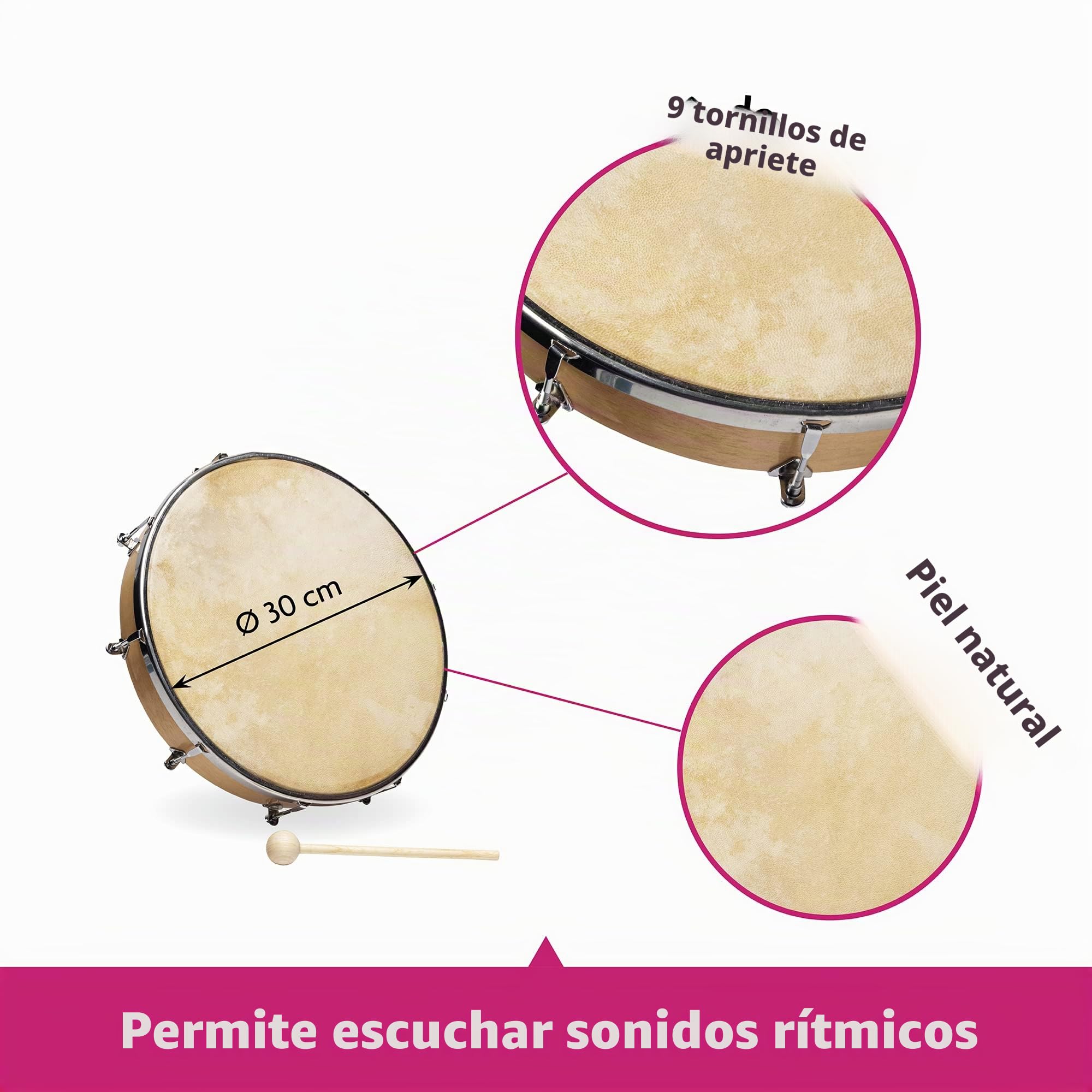 Fuzeau 578 - Tamboril de piel natural (30 cm)