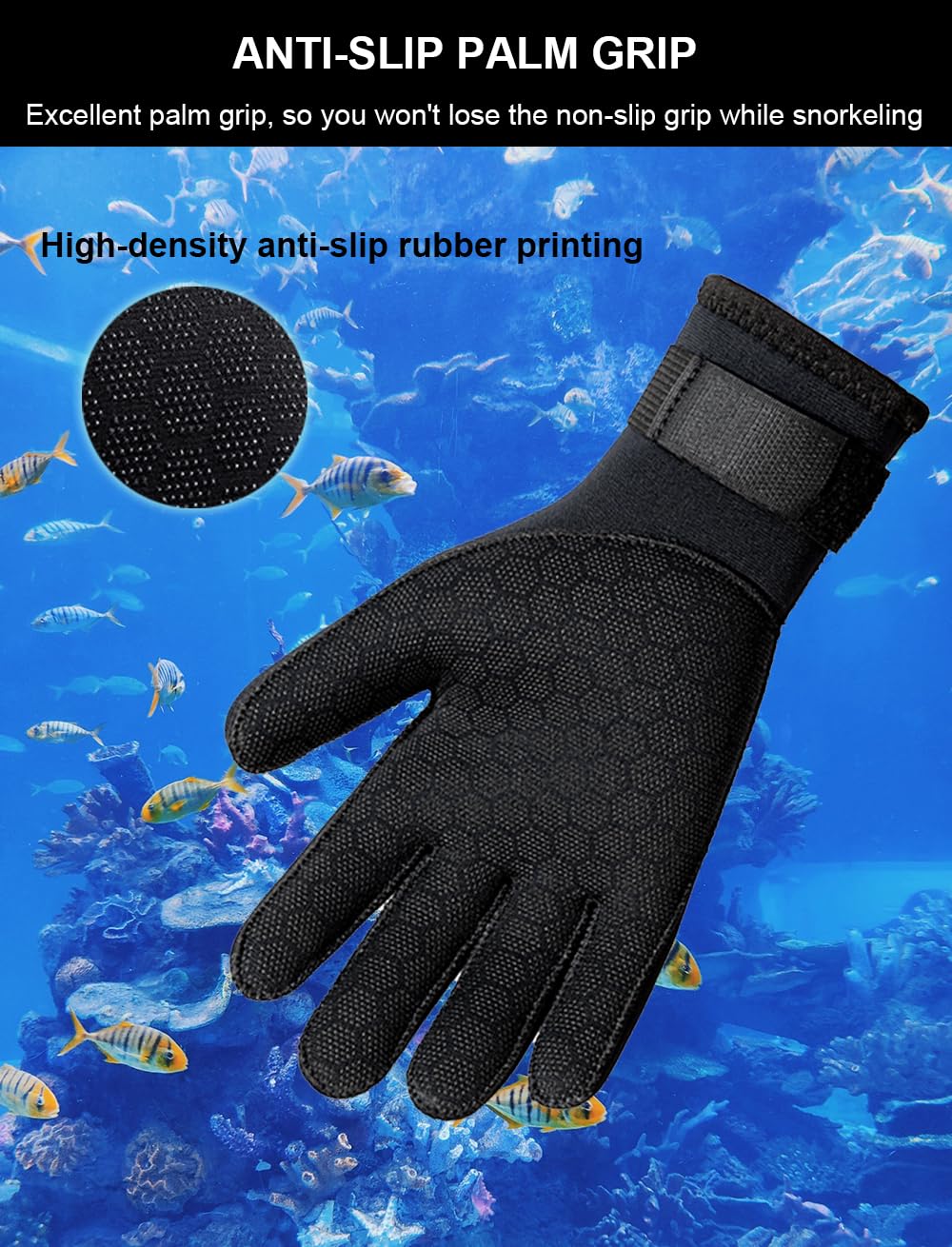 Guantes de neopreno de 3 mm, guantes de buceo, guantes de neopreno, guantes de pesca, guantes de surf con correa de muñeca ajustable, guantes a prueba de agua, guantes de piscina, guantes de natación,