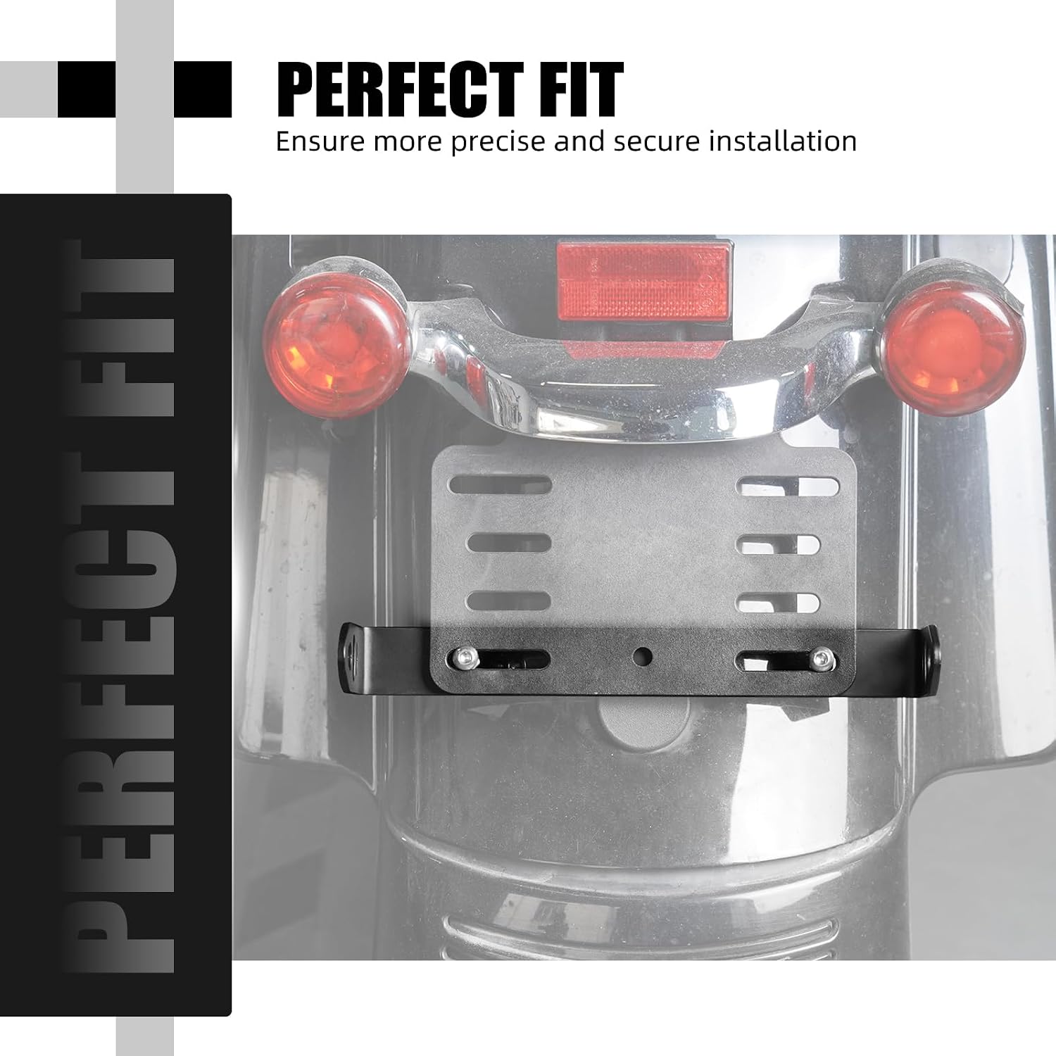 NICECNC Black Universal License Plate Mounted Turn Signal Relocation kit Bracket Compatible with Harley Fat Boy FLFBS 114 2018-2024, Road King Special FLHRXS 2017-2023, See Fitments