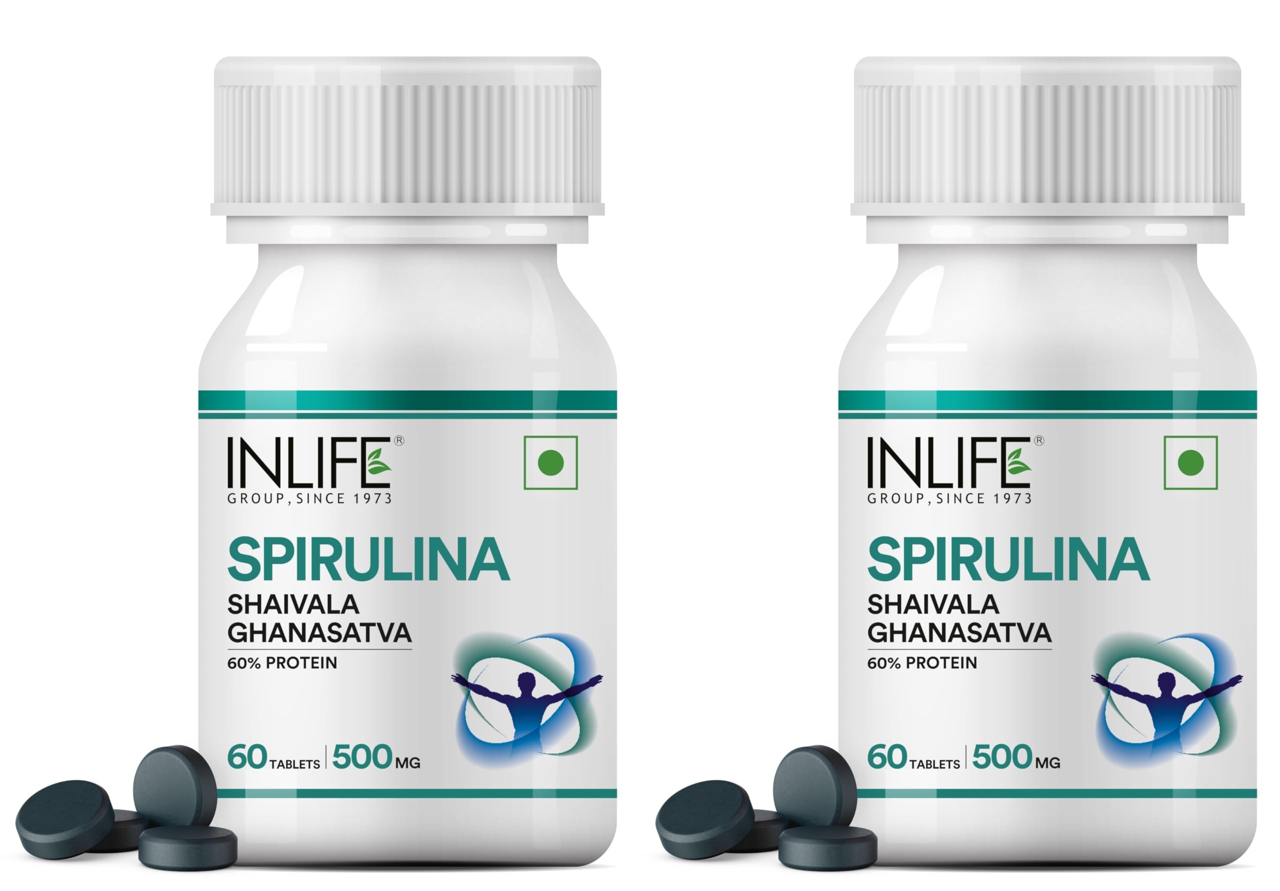 INLIFE Spirulina Tablets 500 mg | Green Superfood Supplement | Nutritional Supplement Protein Fiber Antioxidants - 60 Tablets (Pack of 2) (B01MY2Y6MS) Amazon Price History, Amazon Price Tracker