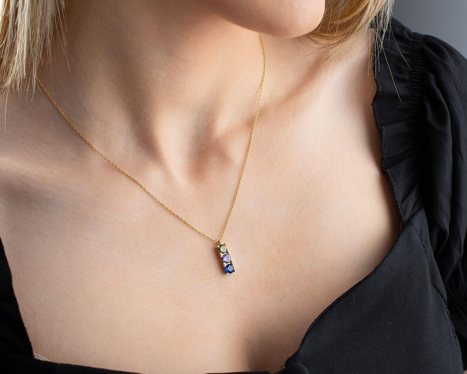 Plata de ley 925 Cuna collar de la barra de la familia de la niña joyería para el día de la madre