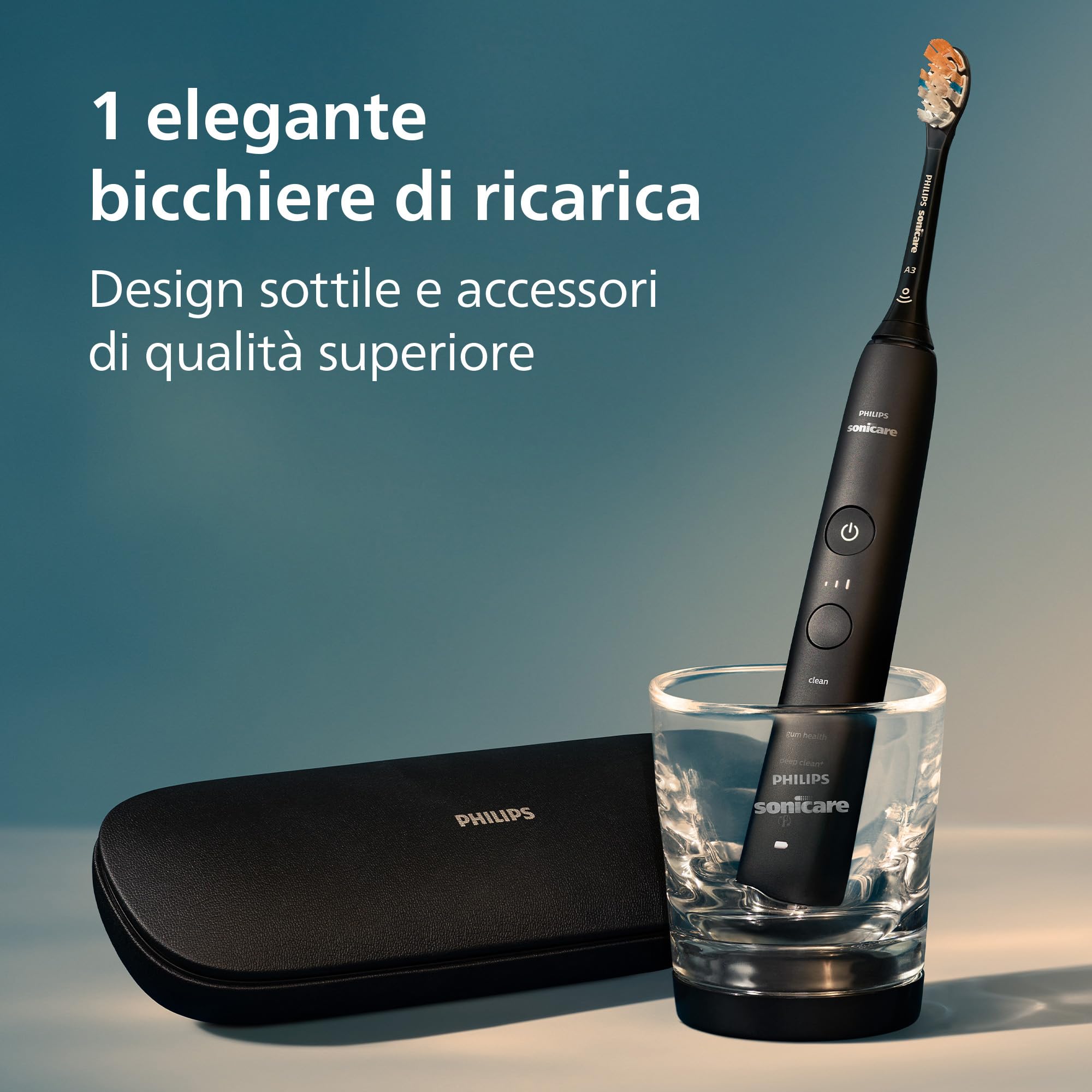 Philips Sonicare DiamondClean Smart 9400 spazzolino elettrico, spazzolino sonico con app, sensore di pressione, rilevamento della testina, nero, modello HX9917/89