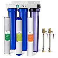 Vista 11 de iSpring WCB32+AHPF12MNPT12X2 Sistema de filtro de agua para toda la casa, reduce hasta un 99% de cloro, sistema de filtración de agua de 3 etapas