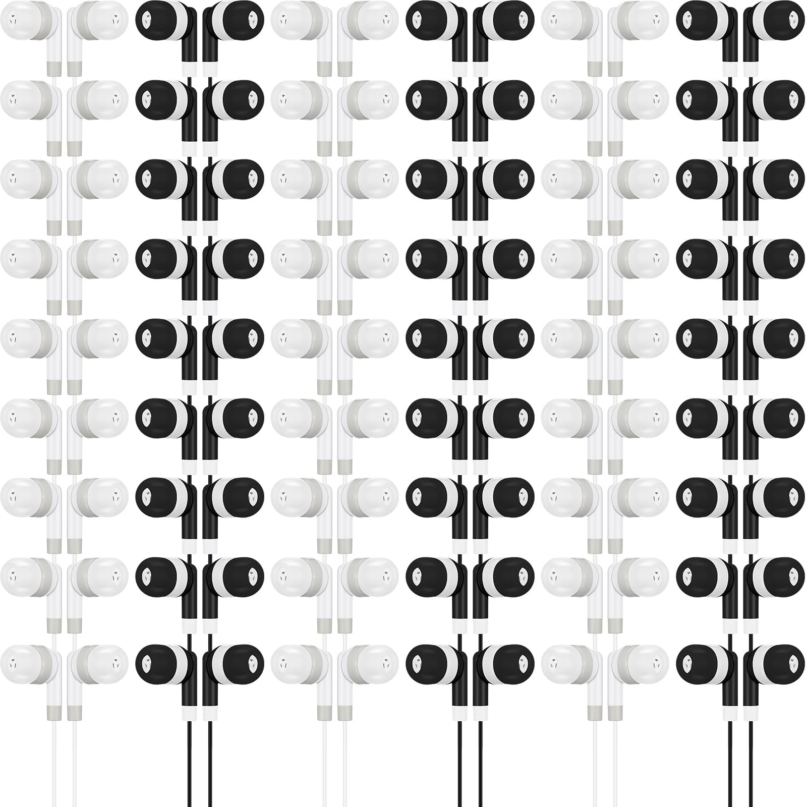 Kigeli 100 Pcs Kids Bulk Earbud Headphones for Classroom Student Wired Headphones in-Ear Earbud 3.5 mm Disposable Earphones Set for Kids Adult Class School Library Laptop (Black, Grey)