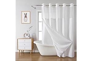No Hook Waffle Weave Shower Curtain Set for Curved Rod