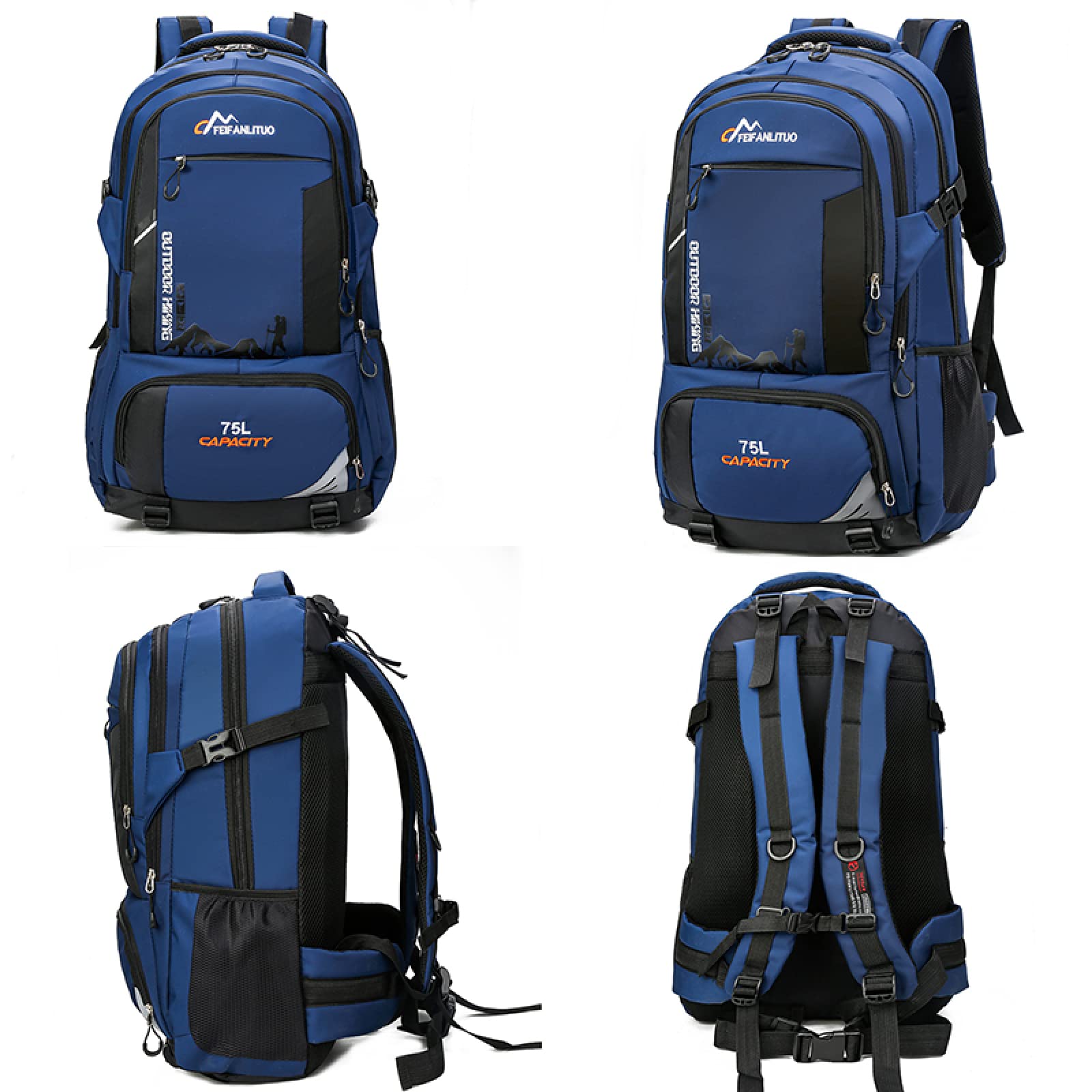 Mochila de senderismo al aire libre de 75L para hombre, mochila de viaje para acampar, escalada, deportiva, mochila escolar, paquete de trekking para hombres y mujeres