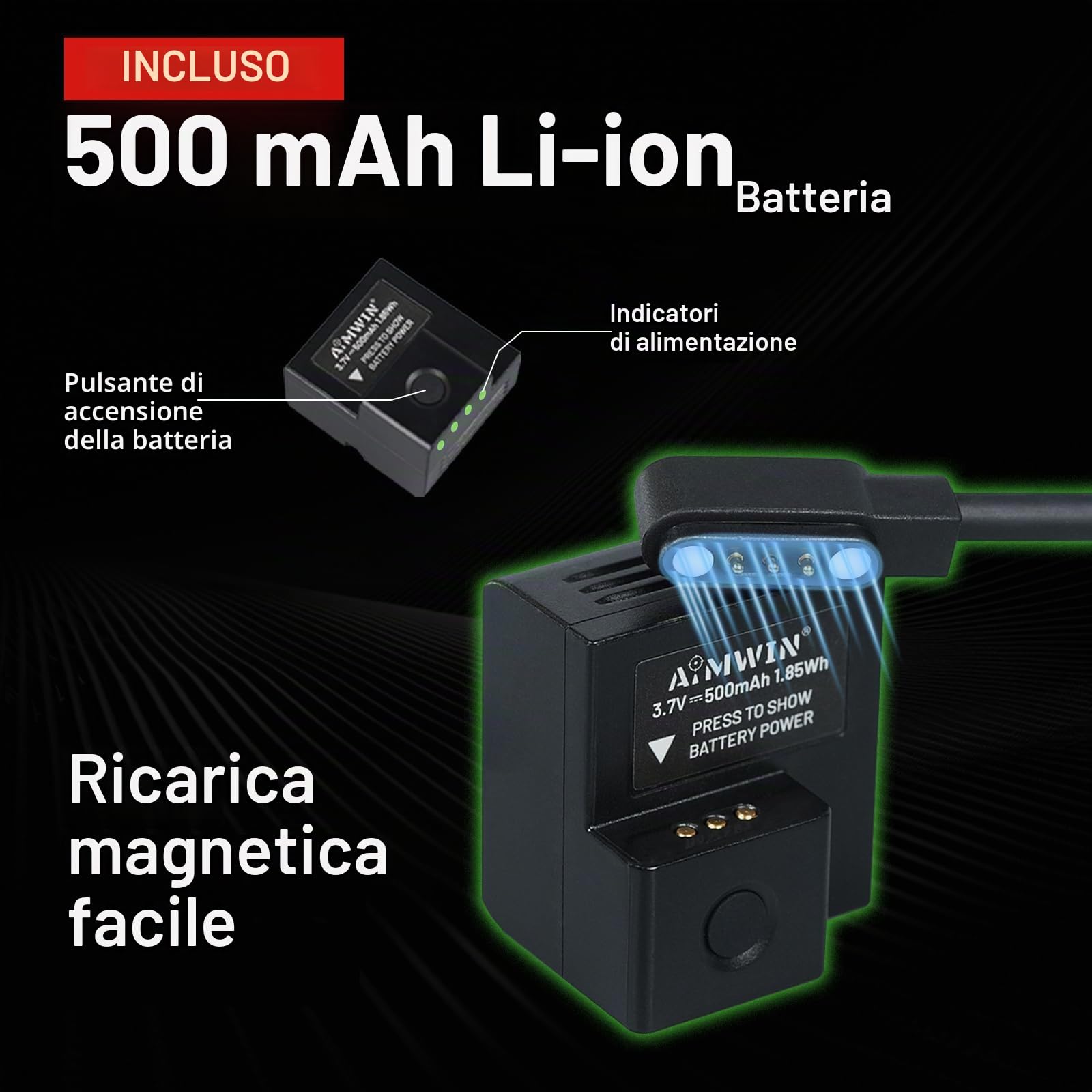AIMWIN WL10 GL Torcia LED 900 Lumen con Laser Verde – Luce LED con Montaggio Rapido Ricaricabile Magnetica per Slitte Standard 1913 e GL Rail