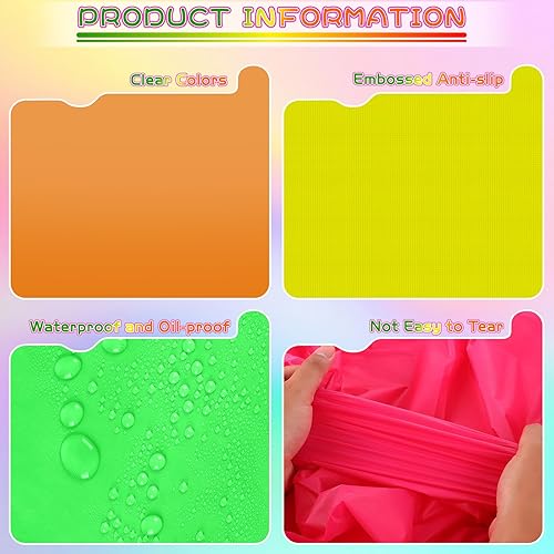 Miniatura 5 de Paquete de 12 manteles de plástico desechables, varios manteles rectangulares de arcoíris colorido neón, a granel, suministros de fiesta