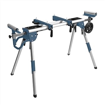 POWERTEC Miter Saw Stand with Wheels, Collapsible and Portable Tool Stand with Systematic Tool Storage Trays, 330Lbs Load Capacity and Quick-Release Mounting Brackets MT4008