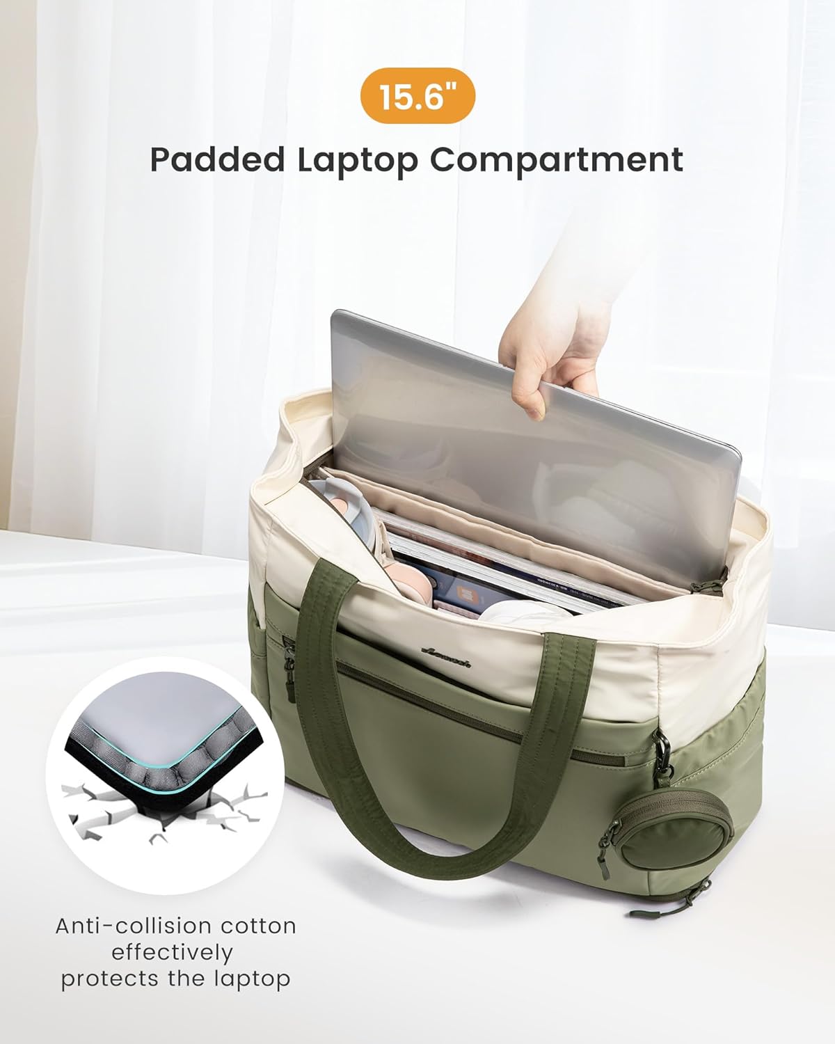 LOVEVOOK Tote Bag for Women, Expandable Laptop Work Bag 15.6 Inch, 33L Large Travel Handbag with 40oz Tumbler Holder, TSA - Image 7