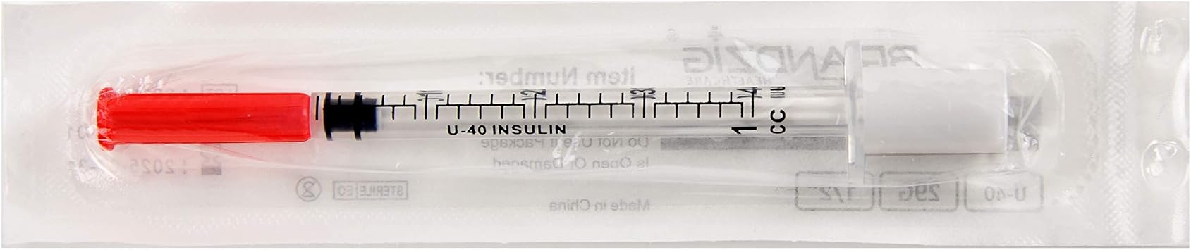 Brandzig U-40 Pet Insulin Syringes 29G 1cc 1 / 2 & quot؛ 100 عبوة