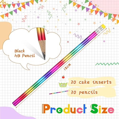 Miniatura 3 de Fulmoon Juego de 90 piezas de regalos de feliz cumpleaños para niños, incluye lápices de madera que cambian de color con borradores superiores,