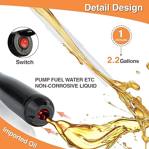 Miniatura 5 de Bomba de Batería de Energía Portátil, Bomba de Transferencia de Líquidos Operada por Batería, 2.2 Galones por Minuto, Para Gasolina y Combustible