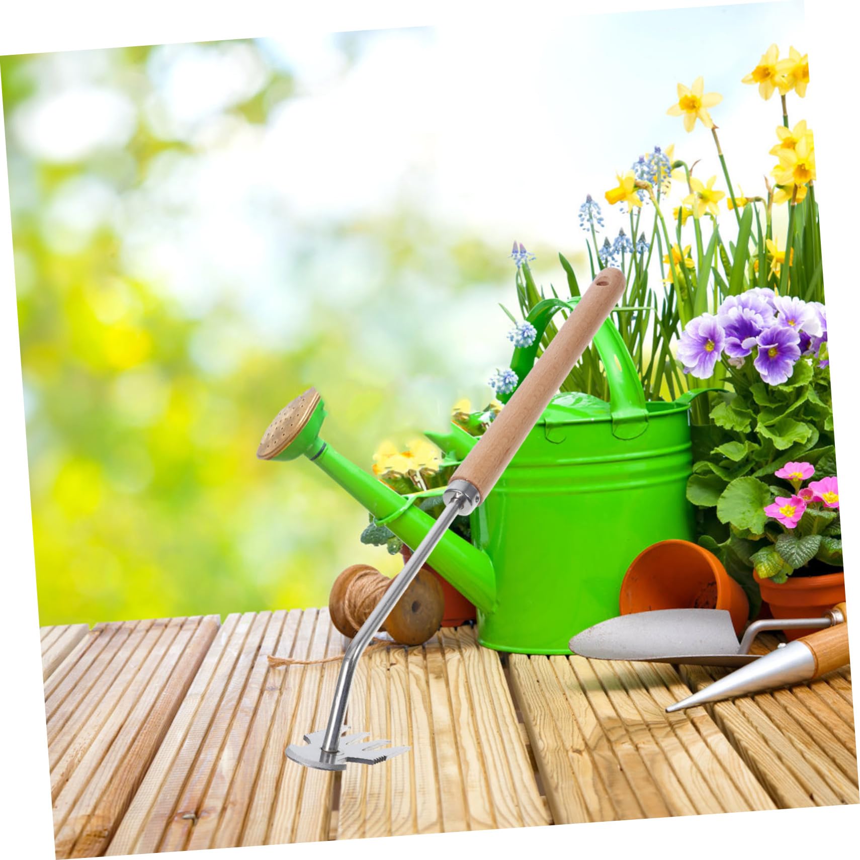 Kisangel Lot De 5 Outils De Jardinage À Pousser Et À Tirer Outil De Désherbage Râteau Désherbeur À Creuser en Profondeur pour Une Utilisation Robuste Et Robuste