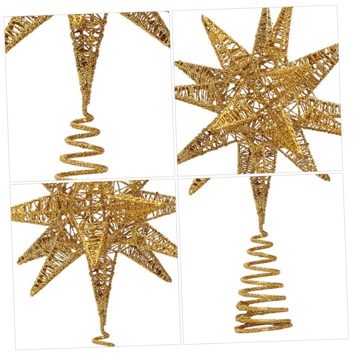 Mehrwinkeliger Stern Weihnachtsbaumspitze Deko Goldfarbig Langlebige Fensterschmuck Baumspitze Dekorative Weihnachtsbaum Anhänger für Festbedarf und Partyschmuck