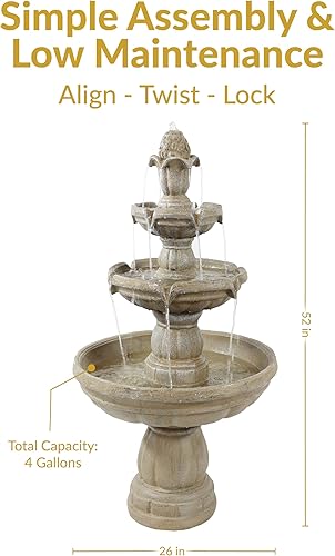 Miniatura 6 de Sunnydaze Fuente de agua para exteriores de 3 niveles de 48 pulgadas de alto - Característica de cascada de niveles grande para el patio, césped o