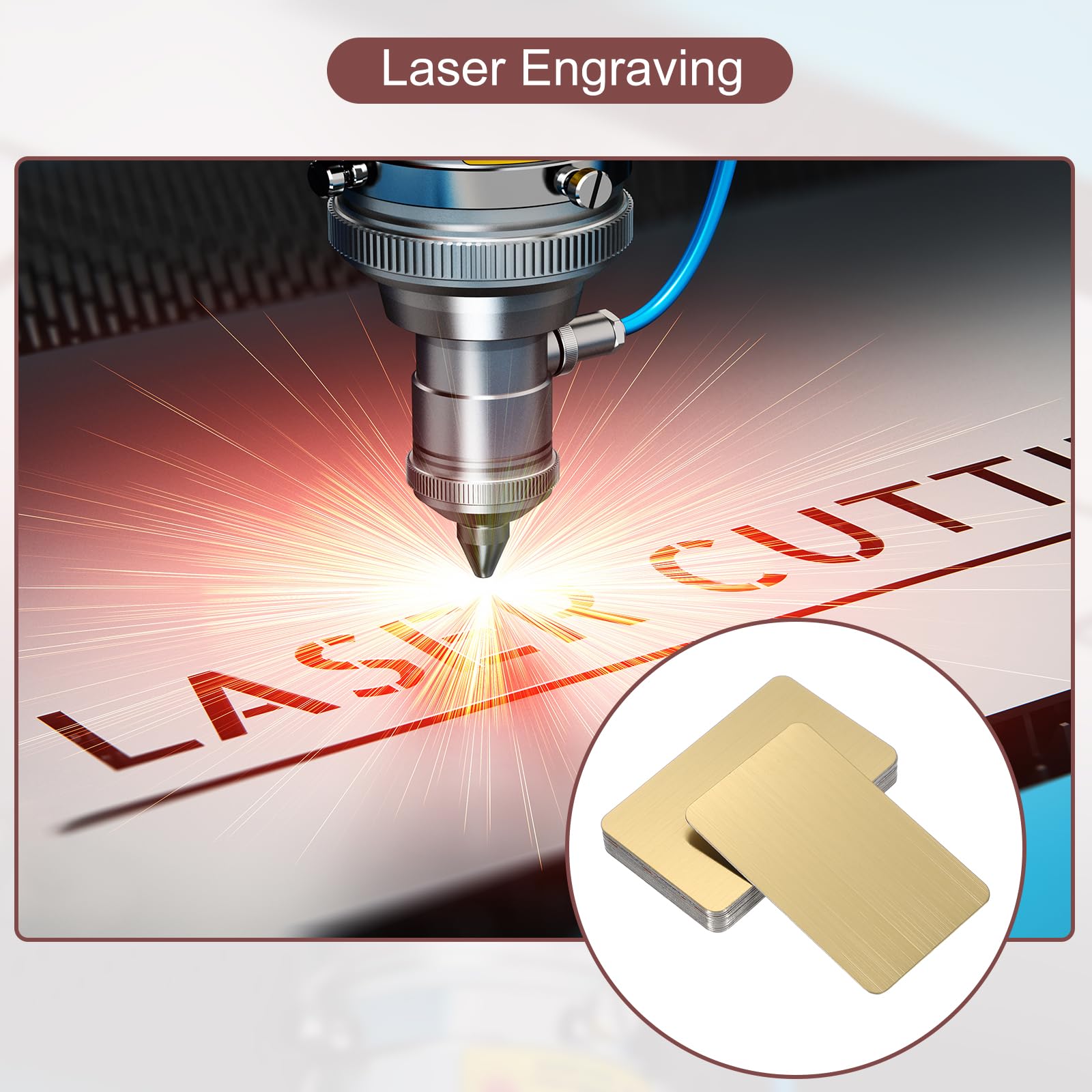 PATIKIL 0.8mm Lamine In Acciaio Inossidabile Biglietti Da Visita Metallici, 50 Pezzi Lisci Biglietti Da Visita Vuoti Per Incisione Laser Regalo Fai Da Te, Oro