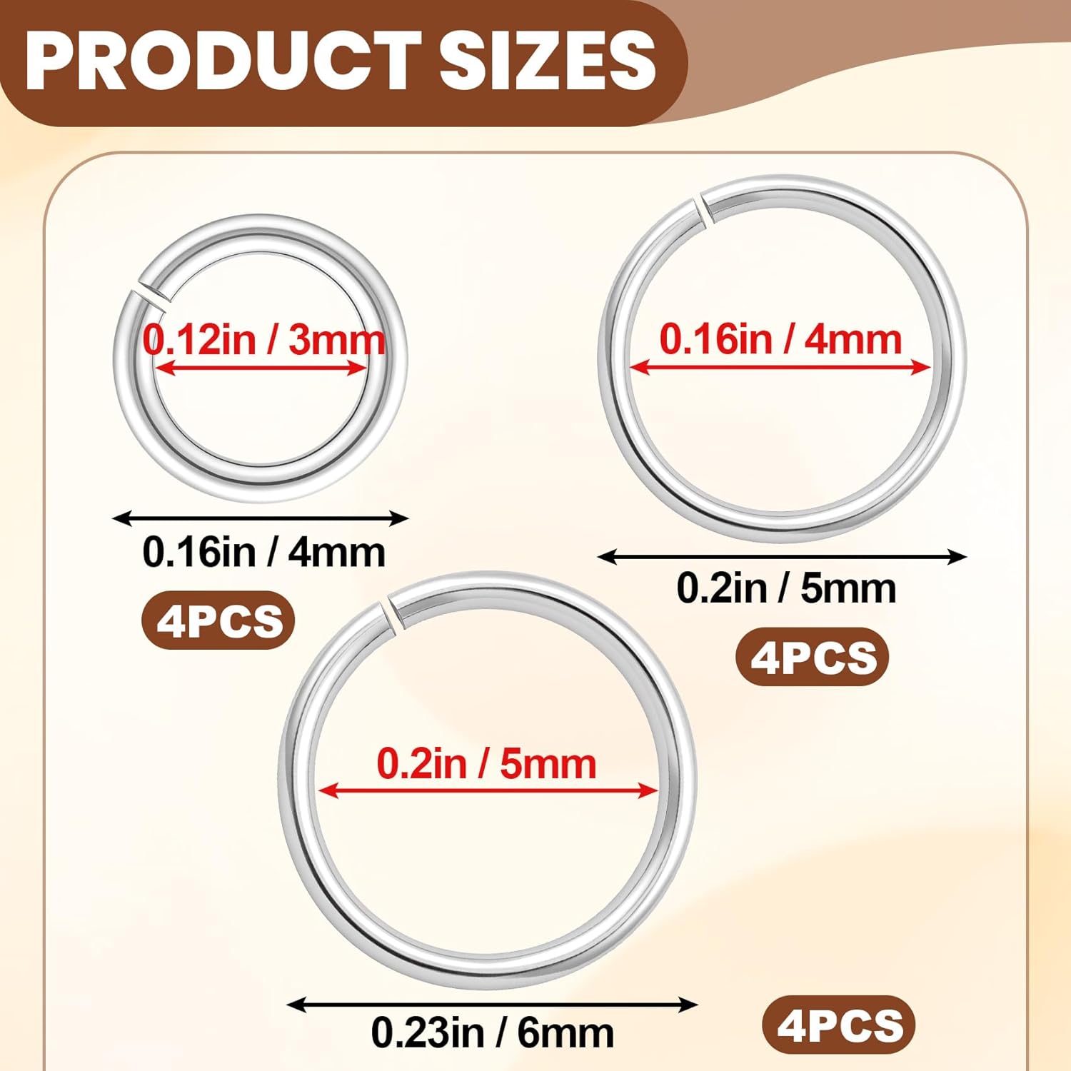 12pcs 925 Sterling Silver Split Jump Rings, 6mm/5mm/4mm Small Necklace Jewelry Clasp, Open Connector Closures for Key Rings Bracelet Earring DIY Charm - Image 2