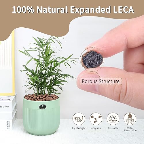 Miniatura 4 de Bolas de leca de 2.2 libras para plantas de interior, guijarros de arcilla expandida para plantas hidropónicas, mezcla para macetas de orquídeas,