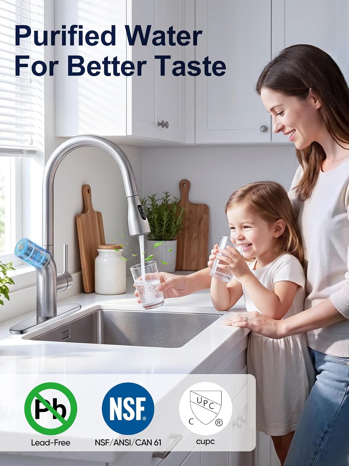 Cobbe Kitchen Faucet with Water Filter, Pull Down Sprayer, Brushed Nickel image 2