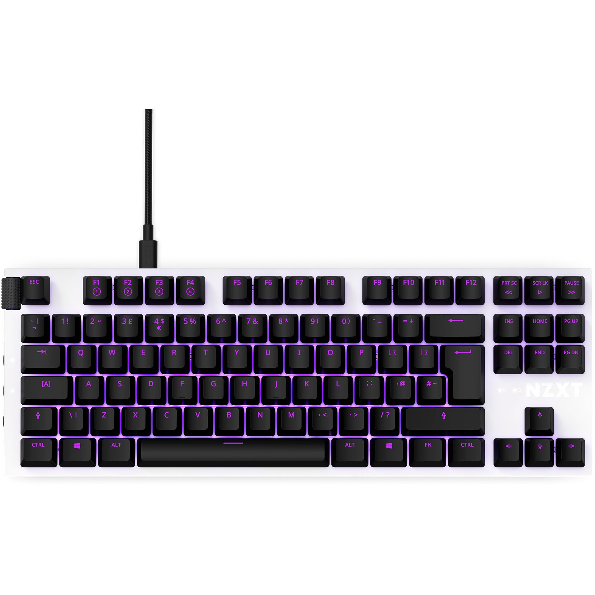 NZXT Function TKL 2022 - Mechaniczna klawiatura do gier PC - Podświetlana - Liniowy przełącznik RGB - Przełączniki kompatybilne z MX - Hot Swap - Osłona aluminiowa - Biały DE (QWERTZ)